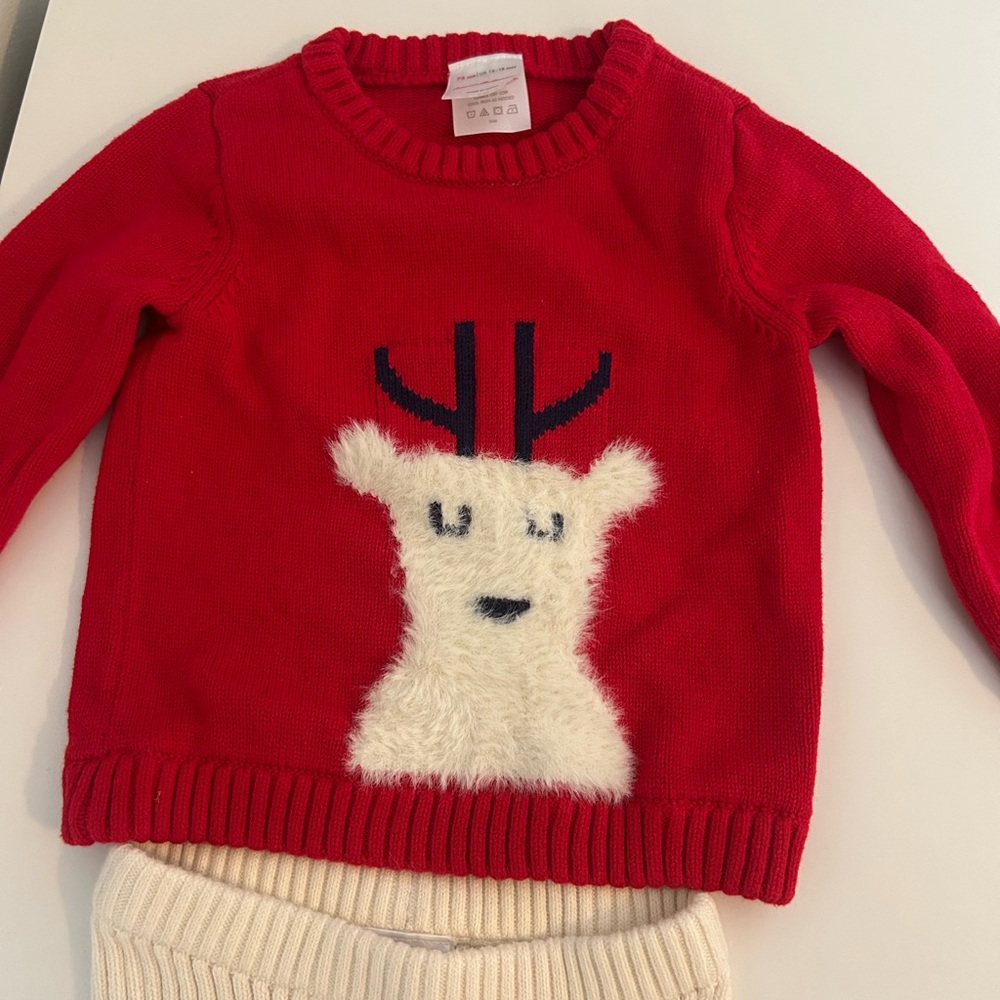 Hanna Andersson Vibrant Red Knit Sweater with matching ribbed pants